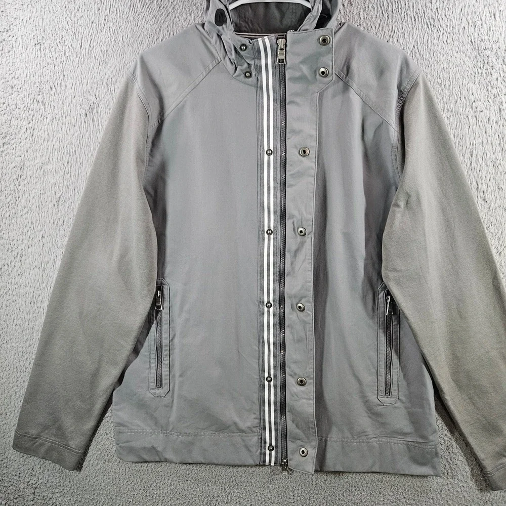Banana Republic Mens Grey Mixed Media Hooded Full Zip Jacket Large